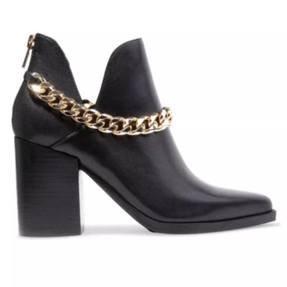 Steve Madden Black Leather Ankle Booties - Picture 1 of 5